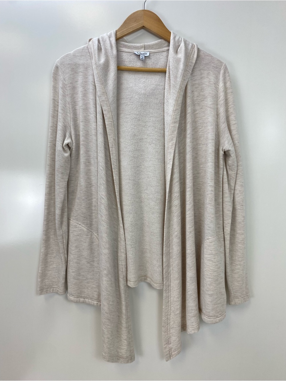 Splendid Open-Front Hooded Cardigan - Light Cream